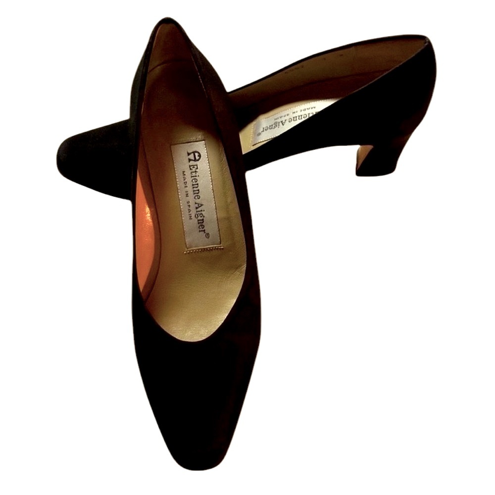 ETIENNE AIGNER Vintage Women's Taylor 2 1/2 Heeled Pumps Black Fabric Size 7